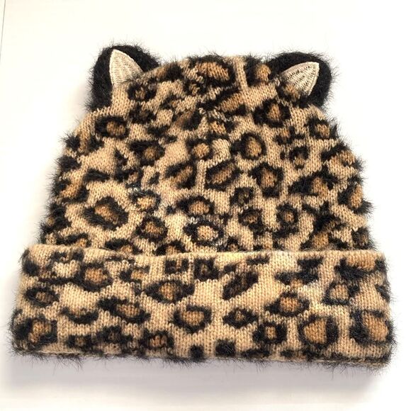 OLIVIA and KATE Cheetah Kitty Cat Beanie Hat with Cat Ears Toddler - Picture 2 of 7